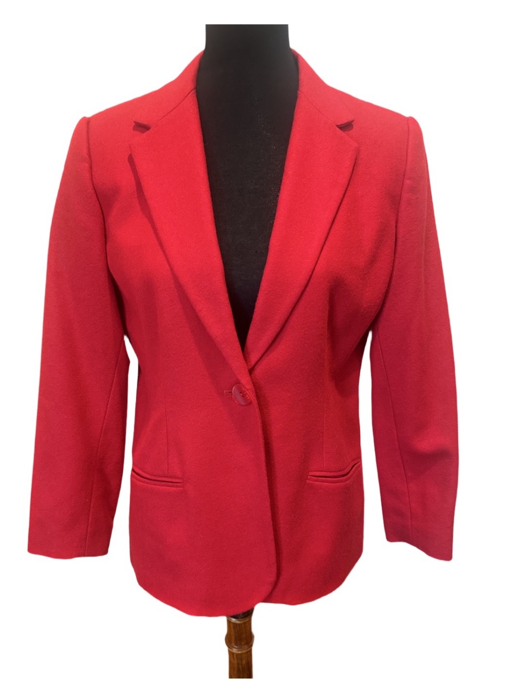 Sag Harbor Red Single-Button Women's Blazer Vintage 100% Wool Jacket